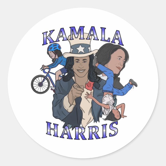 Sticker Rond Kamala Harris Bootleg Rap (Devant)