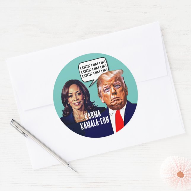 Sticker Rond Kamala Harris Dit Que Trump Serrure (Enveloppe)
