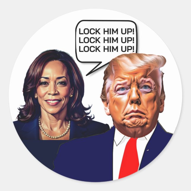 Sticker Rond Kamala Harris Dit Que Trump Serrure (Devant)