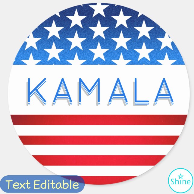 Sticker Rond Kamala Harris Election USA Drapeau moderne Texte p (Créateur téléchargé)