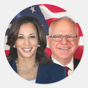 Sticker Rond Kamala Harris et Tim Walz