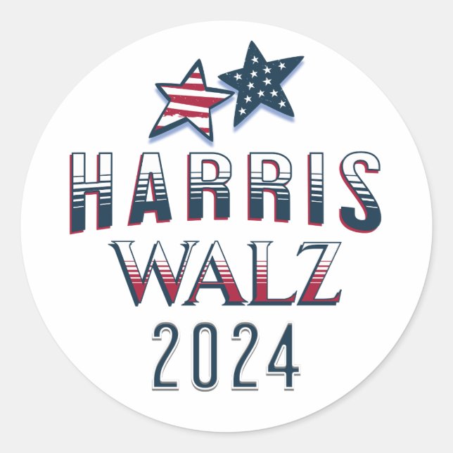 Sticker Rond Kamala Harris et Tim Walz 2024 (Devant)