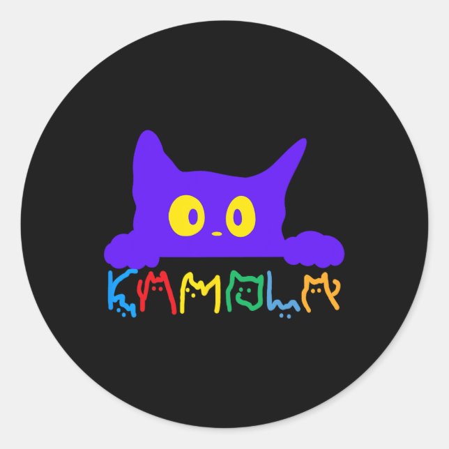 Sticker Rond Kamala Harris Funny Chat Lettres Typographie Alpha (Devant)