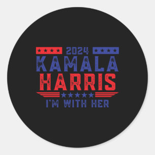 Sticker Rond Kamala Harris Je suis avec son élection 2024