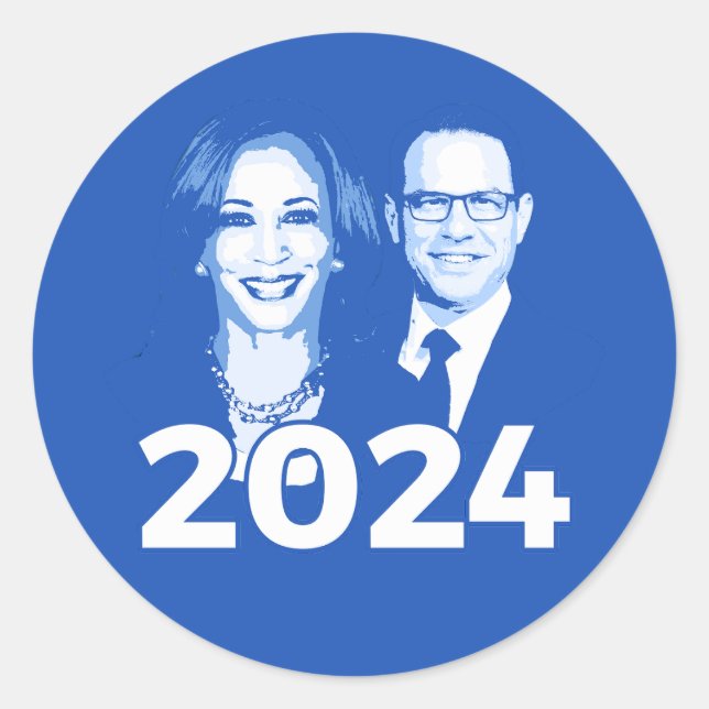 Sticker Rond Kamala Harris Josh Shapiro 2024 (Devant)