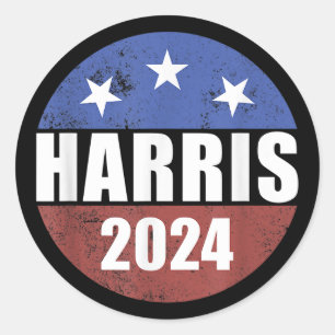 Sticker Rond Kamala Harris- Kamala 2024 Drapeau américain Démoc