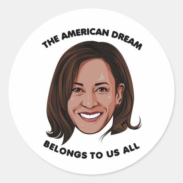 Sticker Rond Kamala Harris - Le rêve américain nous appartient (Devant)