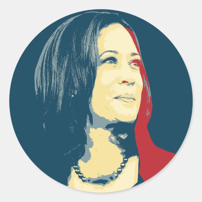 Sticker Rond Kamala Harris Portrait (Devant)