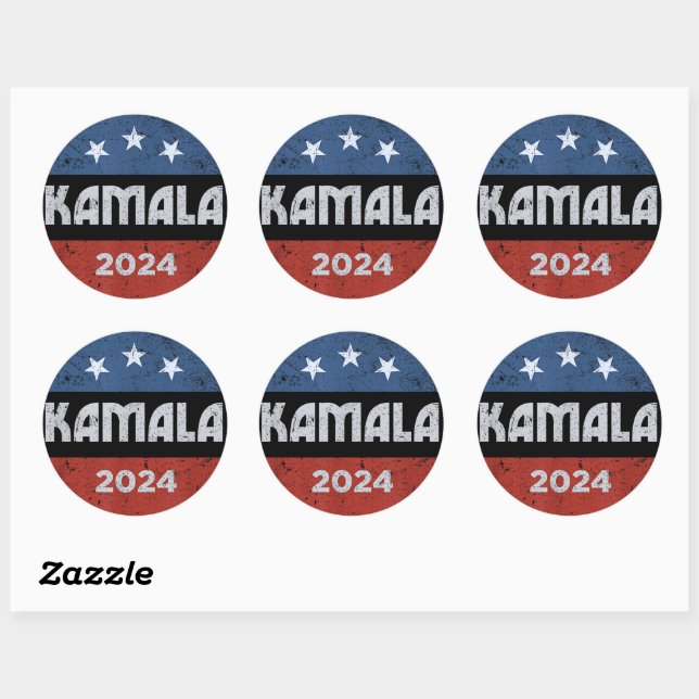 Sticker Rond Kamala Harris pour le président 2024 (Feuille)
