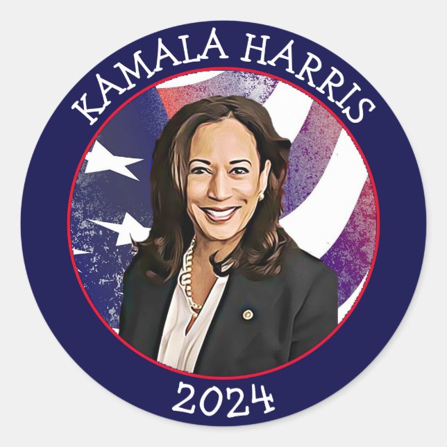 Sticker Rond Kamala Harris pour le président 2024 (Devant)