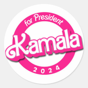 Sticker Rond Kamala Harris pour le président en rose