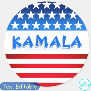 Sticker Rond Kamala Harris pour le président USA Drapeau texte 