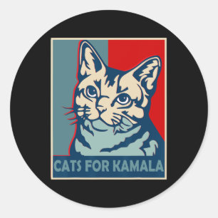 Sticker Rond Kamala Harris Préside La Femme Sans Enfant De Chat