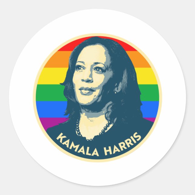 STICKER ROND KAMALA HARRIS PRIDE BADGE (Devant)
