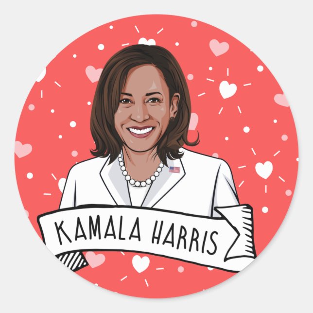 Sticker Rond Kamala Harris Saint Valentin (Devant)