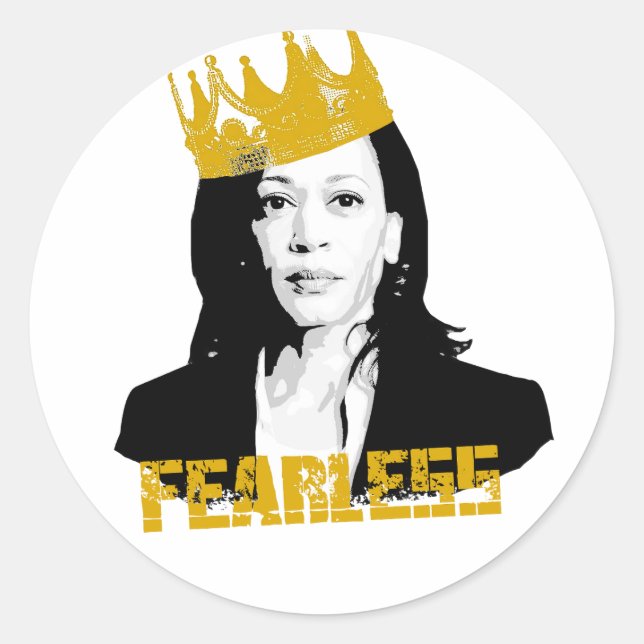 Sticker Rond Kamala Harris sans peur (Devant)