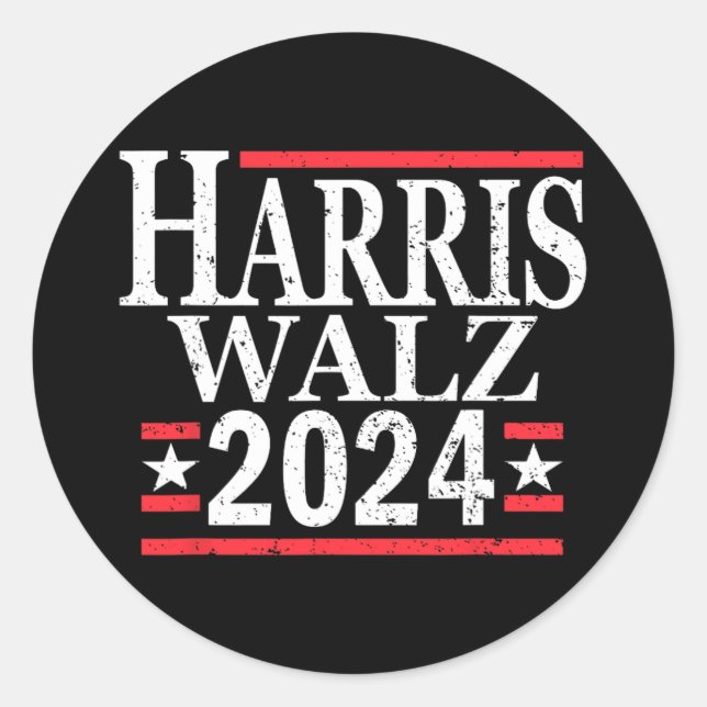 Sticker Rond Kamala Harris Tim Walz 2024 (Devant)