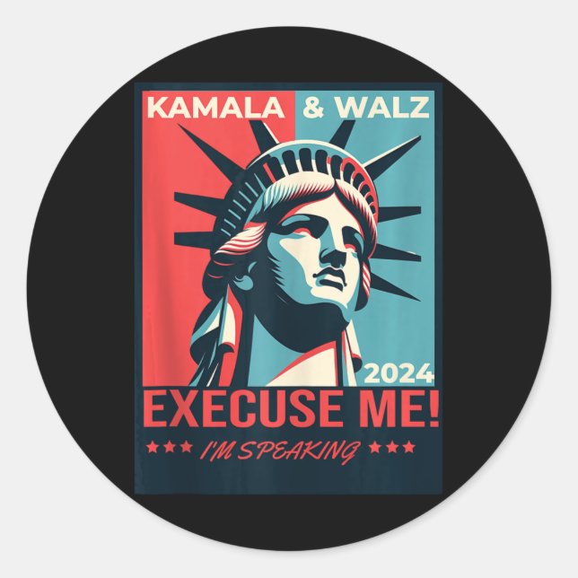 Sticker Rond Kamala Harris Tim Walz Élection 2024 (Devant)