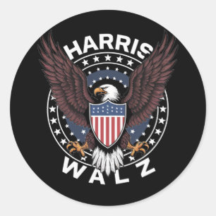 Sticker Rond Kamala Harris Tim Walz Valse 2024 Election