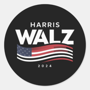 Sticker Rond Kamala Harris Tim Walz Valse 2024 Élection