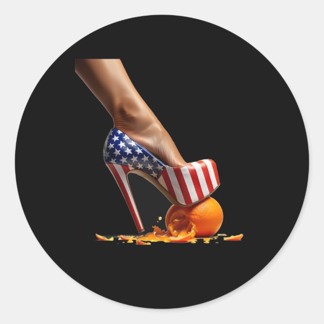 Sticker Rond Kamala Heels Steels Sur Orange (Devant)