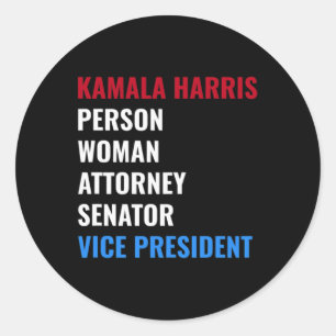 Sticker Rond Kamala Personne Femme Procureur Sénateur Vice-Prés