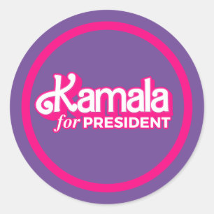 Sticker Rond Kamala pour le Président Pink Style