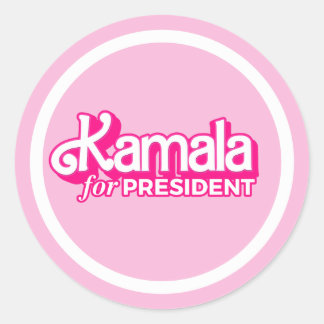 Sticker Rond Kamala pour le Président Pink Style