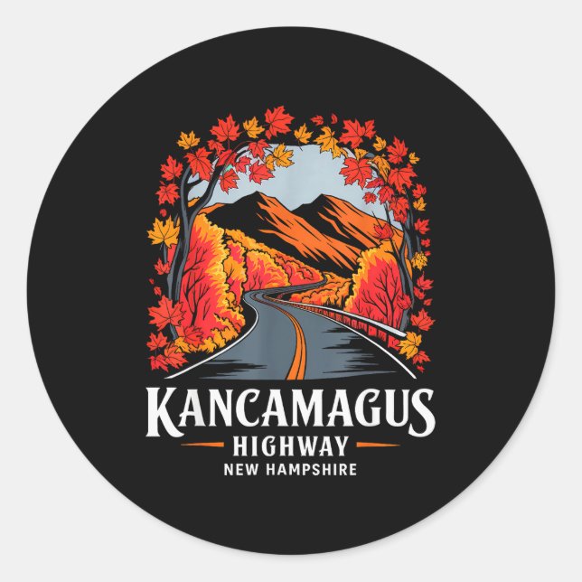 Sticker Rond Kancamagus Highway New Hampshire Fall Foliage Souv (Devant)