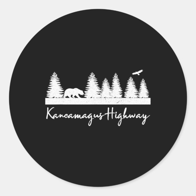 Sticker Rond Kancamagus Highway New Hampshire Rustic Bear Wildl (Devant)