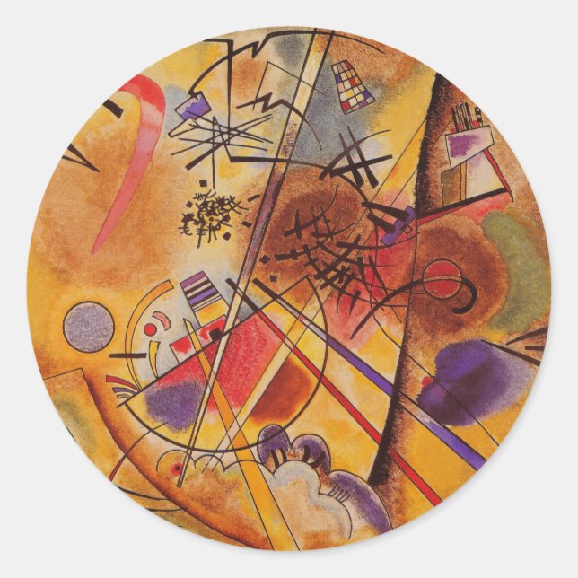 Sticker Rond Kandinsky Brown jaune bleu rouge (Devant)