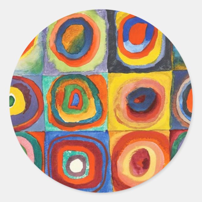 Sticker Rond Kandinsky - Carrés aux cercles concentrés (Devant)