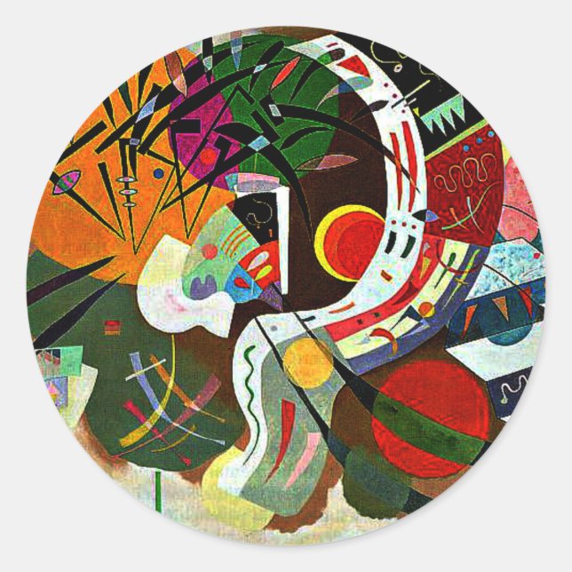 Sticker Rond Kandinsky - Courbe Dominante, célèbre peinture, (Devant)