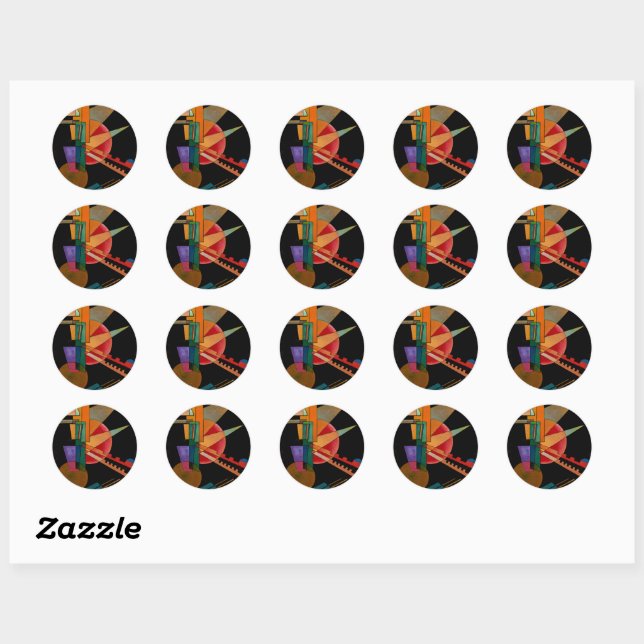 Sticker Rond Kandinsky - Interprétation Abstraite (Feuille)