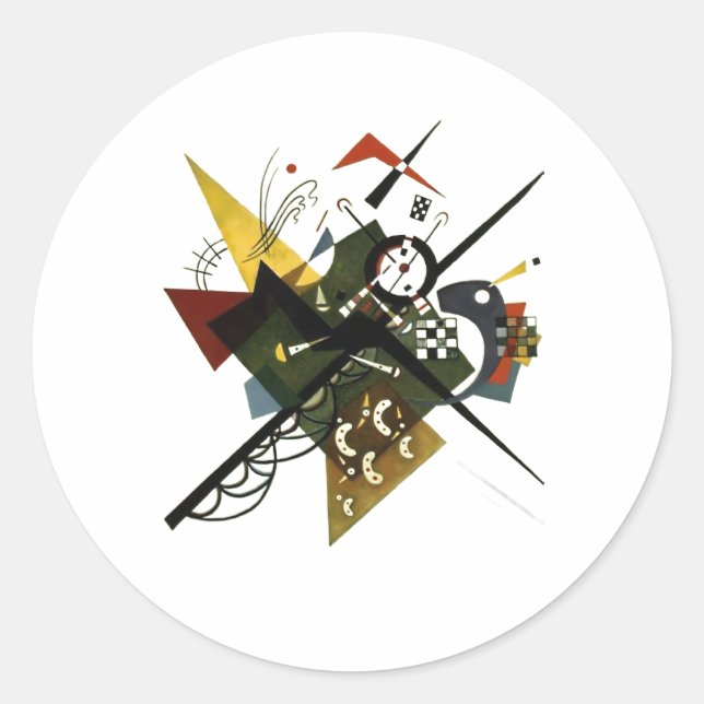 Sticker Rond Kandinsky On White II - Art Expressionniste Abstra (Devant)