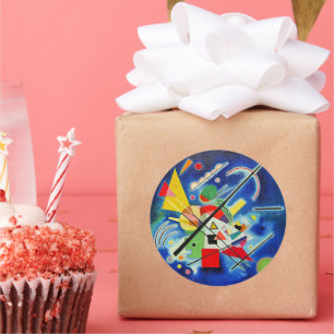 Sticker Rond Kandinsky - Peinture bleue, célèbre oeuvre abstrai