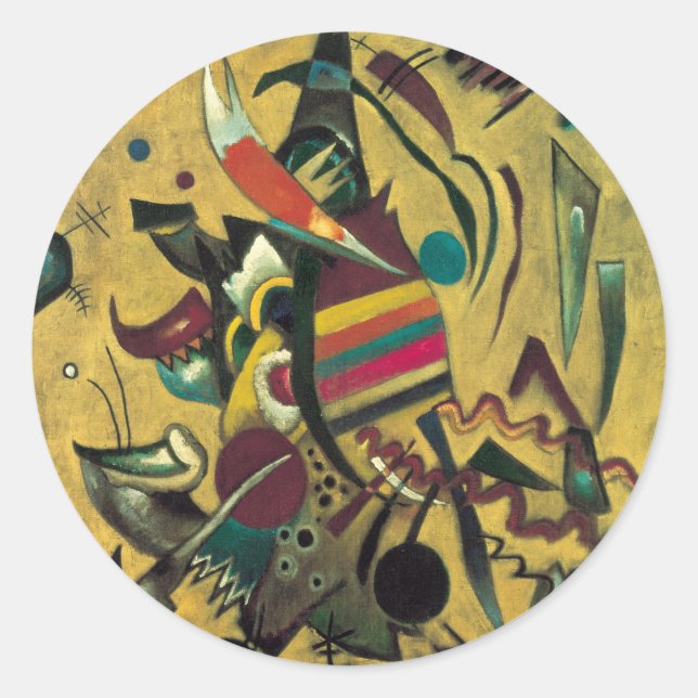 Sticker Rond Kandinsky Points Peinture en toile Abstraite (Devant)