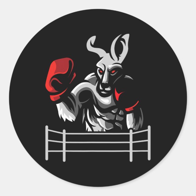 Sticker Rond Kangaroo - Boxer Kickboxer Boxer Ventilateur Kickb (Devant)