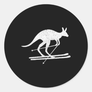 Sticker Rond Kangaroo Ski Fun Sports d'hiver Australie Voyage