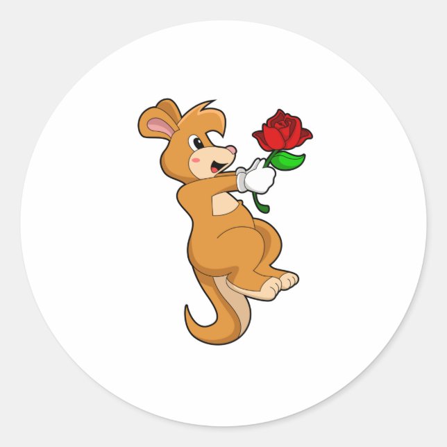 Sticker Rond Kangaroo with Flower (Devant)