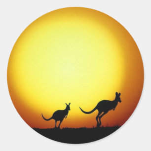 Sticker Rond Kangaroos dans l'arrière-pays australien