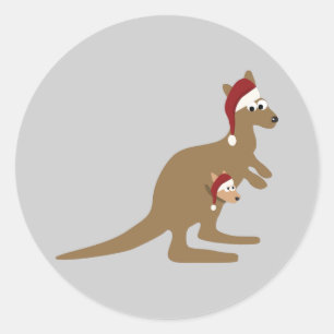 Sticker Rond Kangaroos de Noël