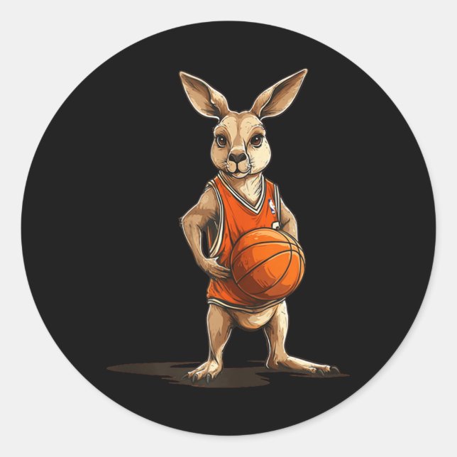 Sticker Rond Kangourou Drôle Avec Costume De Basket Pour Homme  (Devant)