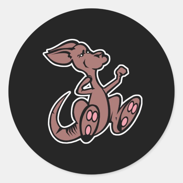 Sticker Rond kangourou sauteur mignon (Devant)