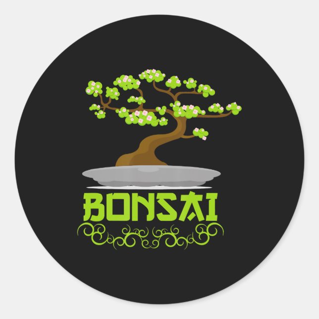 Sticker Rond Kanji japonais Bonsai Tree (Devant)