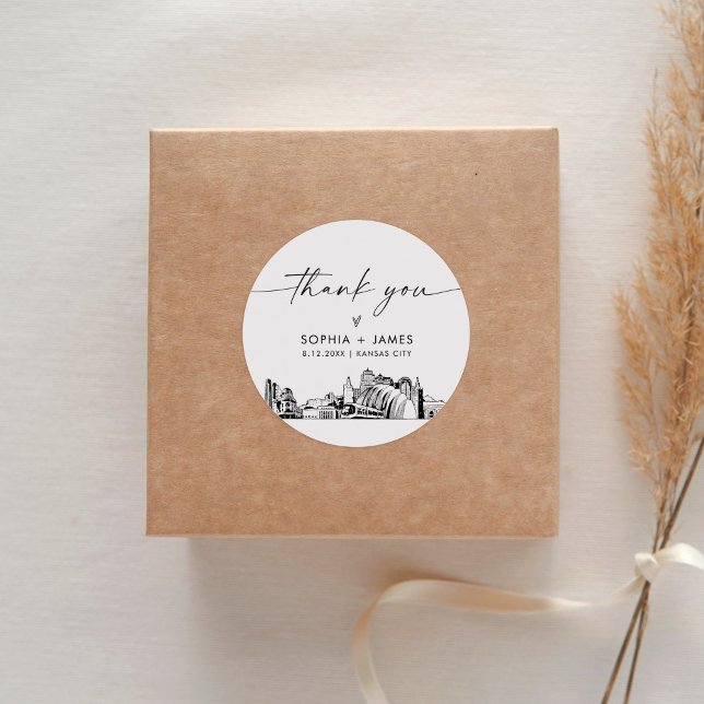 Sticker Rond Kansas City Merci Favor 3" (feuille de 6) (Créateur téléchargé)