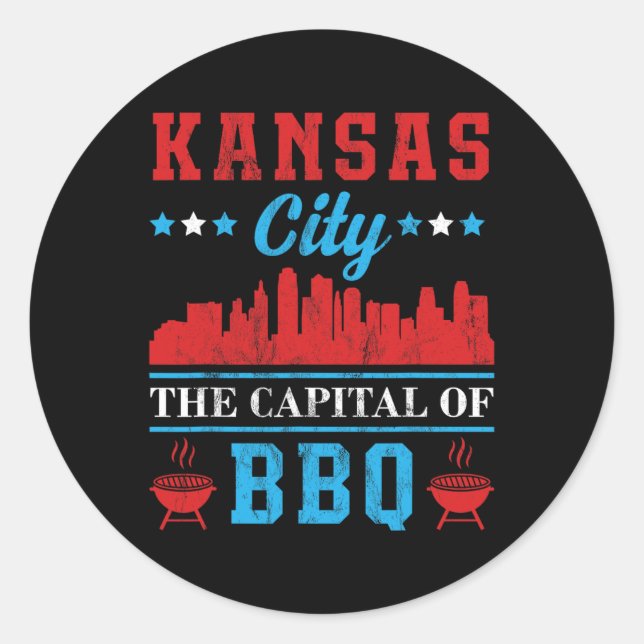 Sticker Rond Kansas Ville Capitale Du Barbecue (Devant)