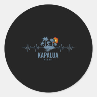 Sticker Rond Kapalua Y Hawaii Vintage 80s Sunset Heartbeat 