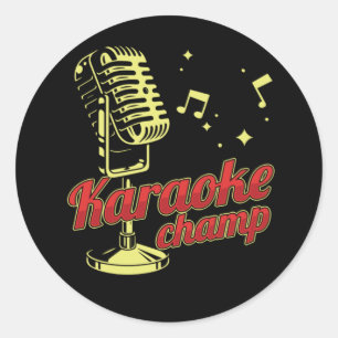 Sticker Rond Karaoke Champ Microphone Notes de musique chant ca