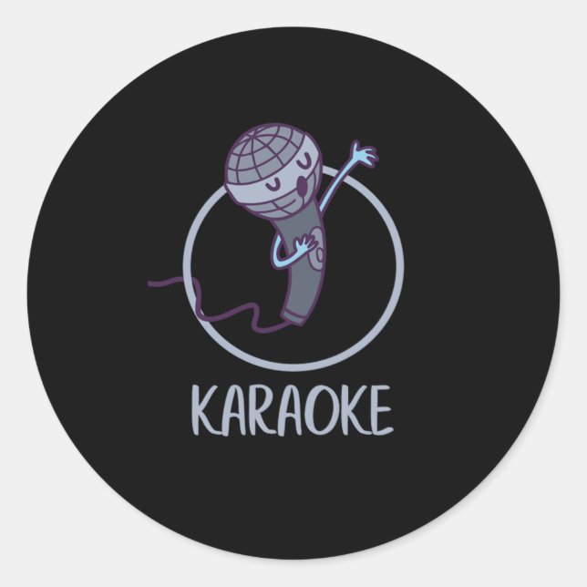 Sticker Rond Karaoke Mic Chanter Musique Microphone Musique Cad (Devant)